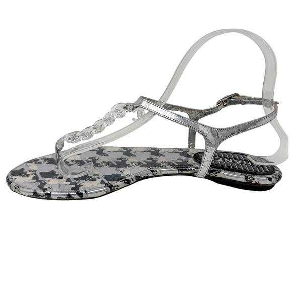 Chanel Clear Acrylic Chain CC Logo PVC Houndstooth Thong Flat Sandal size 39 - Picture 8 of 14